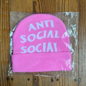 Anti social social club pink beanie